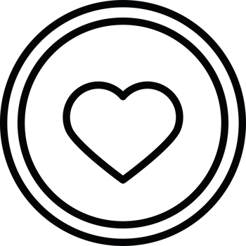A black heart in a circle icon isolated png
