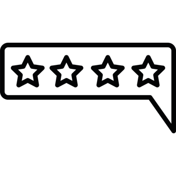 A speech bubble with five stars ratings icon isolated png