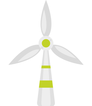 A wind turbine with a green stripe on it png