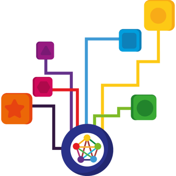 A colorful circle with a star and a star png