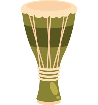 A drum with a green and white pattern png