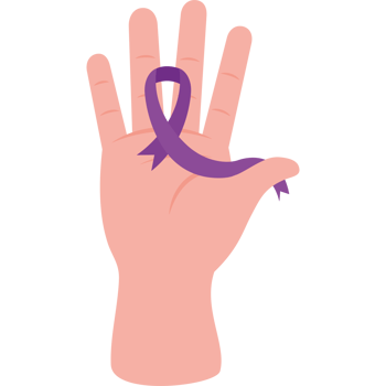 A hand with a purple ribbon on it png