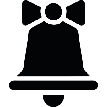 A black and white bell icon isolated png