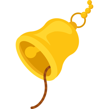 A yellow bell with a rope attached to it png