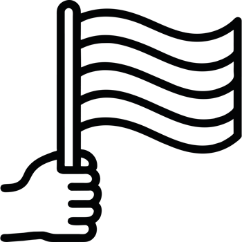A hand holding a flag icon isolated png