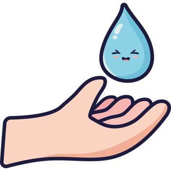 A hand holding a water drop with a smiley face png