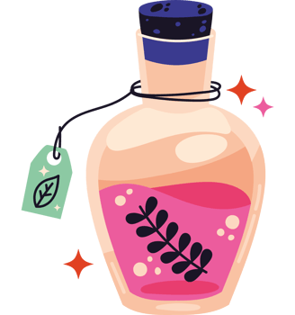 A bottle with a pink liquid inside png