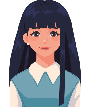 Anime girl avatar with long hair and blue eyes png