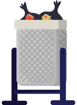 A trash can with a chicken in it png