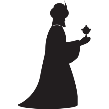 A silhouette of a man holding a cup png