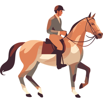 A man riding a horse in a flat style png