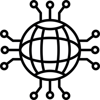 A globe with a network of dots around it png