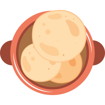 A bowl of bread in a flat design png
