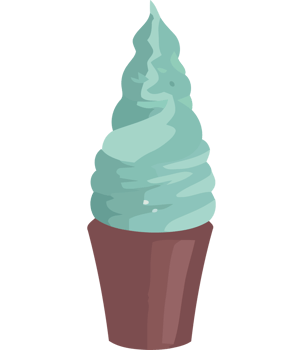 Ice cream cone with green swirls png