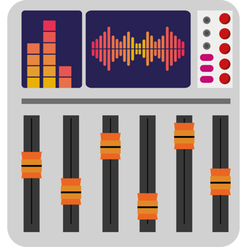 A music mixer with sound waves and a mixer png