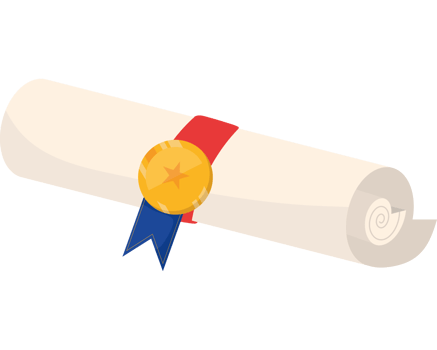 A diploma with a ribbon and medal on it png