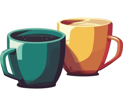 Two coffee cups with different colors png