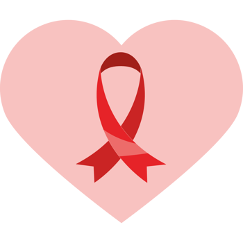 Red ribbon in heart shape png