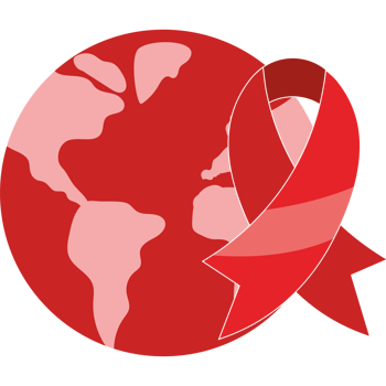 Red ribbon and world globe png