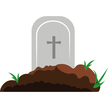 A grave with a cross on it and grass png