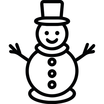 A black and white snowman icon isolated png
