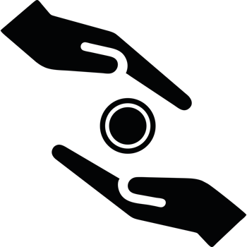 Two hands holding a coin icon isolated png