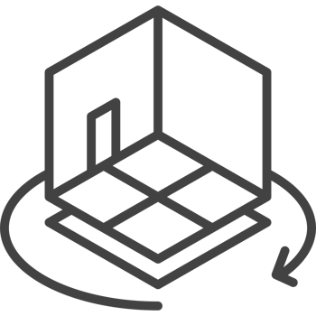 A black and white image of a box with a circle around it png