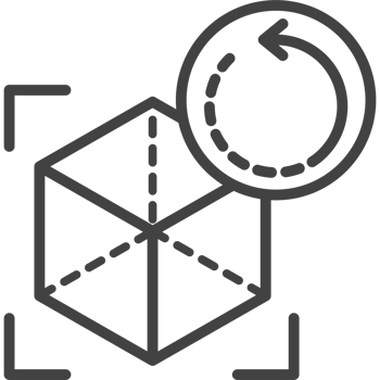 A black and white image of a cube with a circle around it png