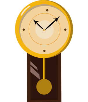 A clock with a brown face and a yellow face png