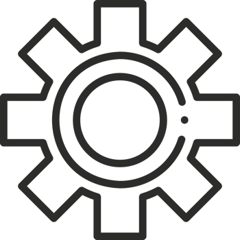 A black and white gearwheel icon png