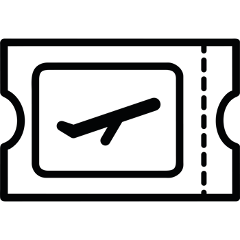 A black and white image of a ticket png