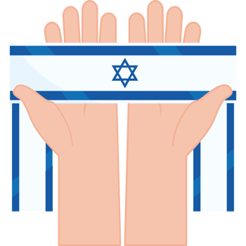 Two hands holding an israeli flag png