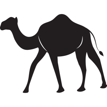 Cartoon black silhouette camel arabian desert animal Isolated objects png