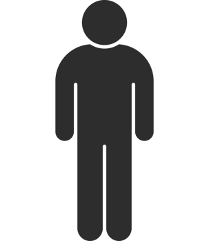A black silhouette of a man standing icon isolated png