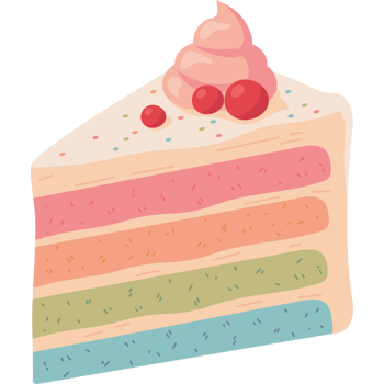 A slice of cake with a rainbow on it png