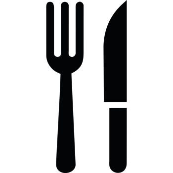 A black and white image of a fork and knife png