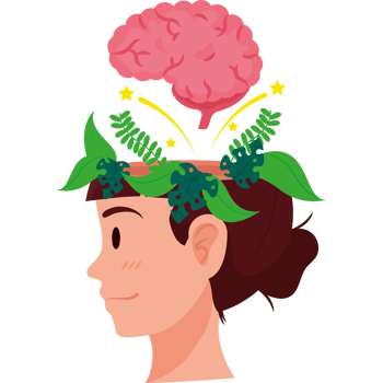 A woman with a brain in her head png