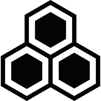 A black hexagon logo icon isolated png