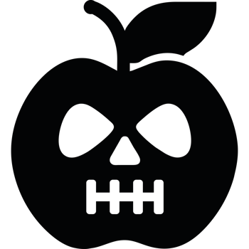An apple with a skull on it png