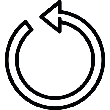 A black and white circular icon with an arrow pointing to the left png