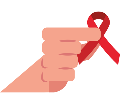 A hand holding a red ribbon with a finger pointing at it png