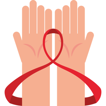 Two hands with red ribbon around them png