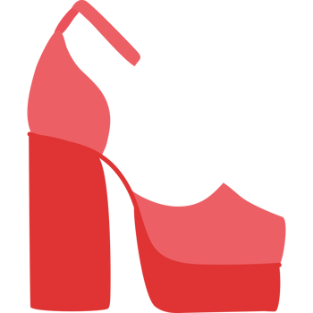 A red high heel shoe with a platform png