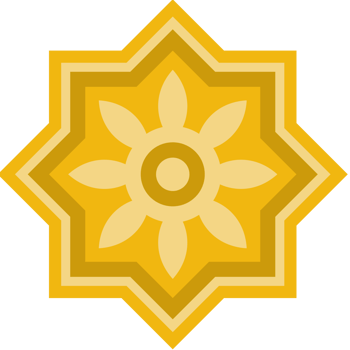 A yellow star with a flower in the center png