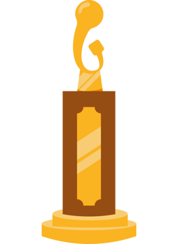 A trophy with a golden illustration isolated png