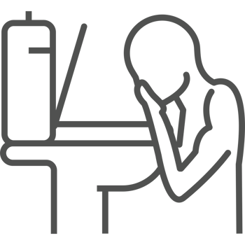A man is sitting at a desk with a laptop png