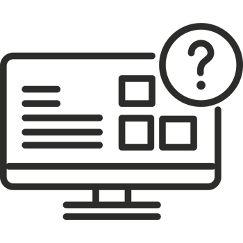 A computer monitor with a question mark on it png