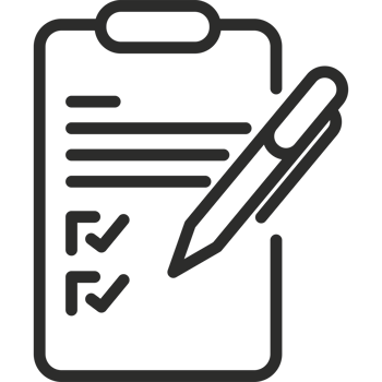 A black and white clip board with a pen and check mark png