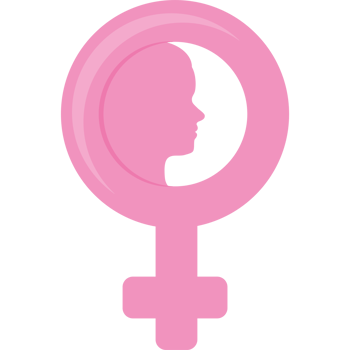 A pink female symbol with a woman's silhouette png