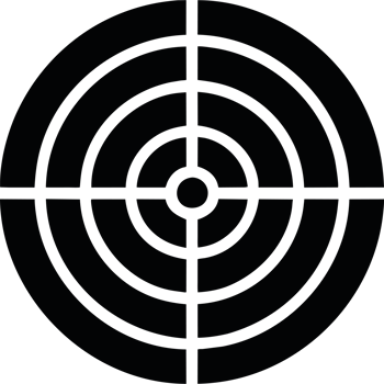 A black and white target with a cross in the center png